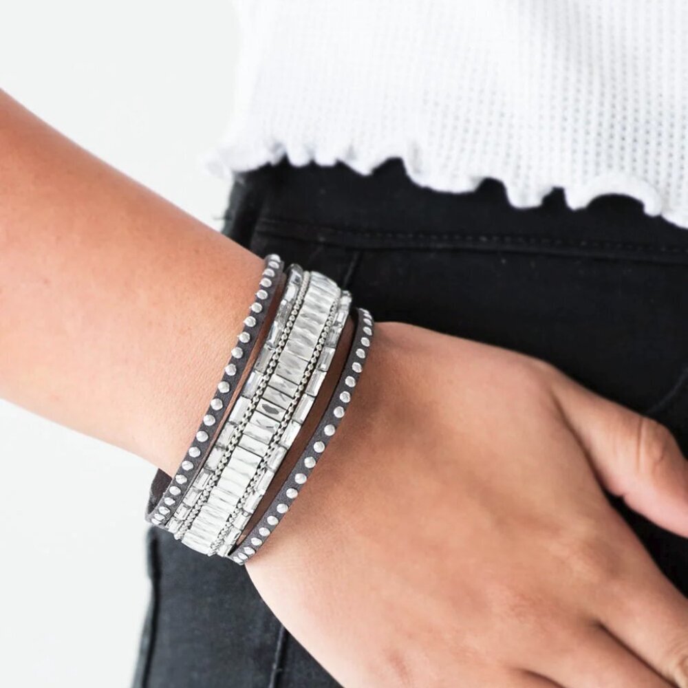 Paparazzi Jewelry Accessories - Rock Star Rocker - Silver Bracelet - Vintage